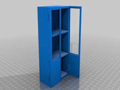 Bookshelf (bookcase, cabinet) with glass doors from microscopic slides