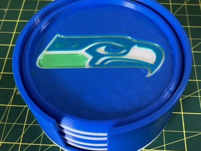 Seahawks coaster set (Remix) – Free 3D Model STL