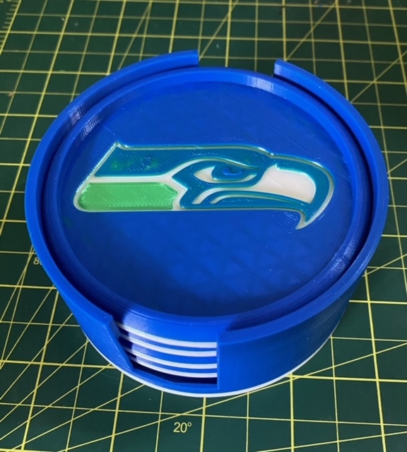 Seahawks coaster set (Remix) – 3D printable model from Thingiverse